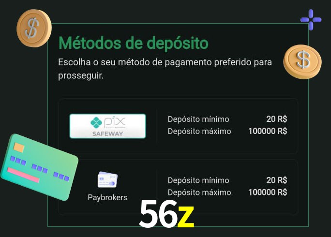 O cassino 56z oferece uma grande variedade de métodos de pagamento